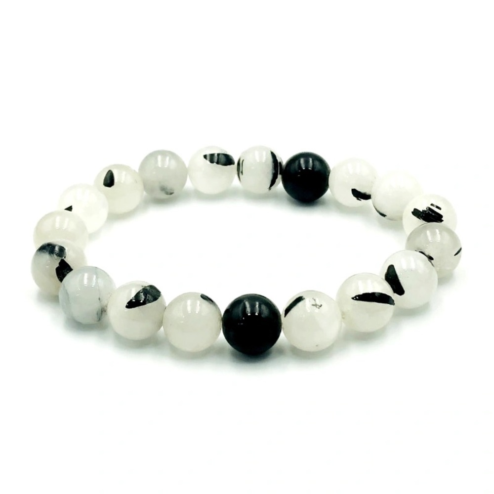 131CT 10mm Natural Black Tourmaline Quartz Stretchable Bracelet